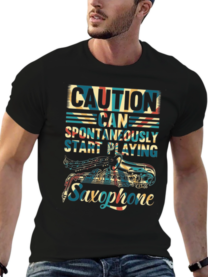 Caution Saxophone T-Shirt - Musician Gift