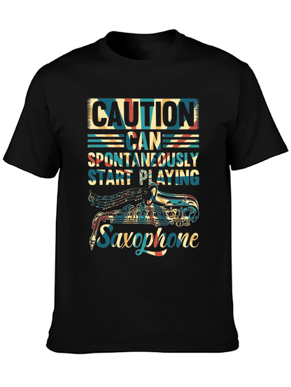 Caution Saxophone T-Shirt - Musician Gift