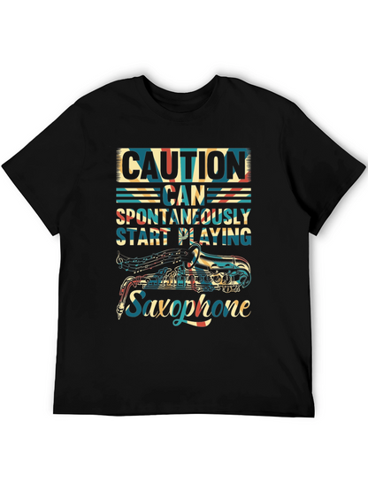 Caution Saxophone T-Shirt - Musician Gift