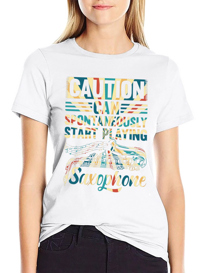 Caution Saxophone T-Shirt - Musician Gift