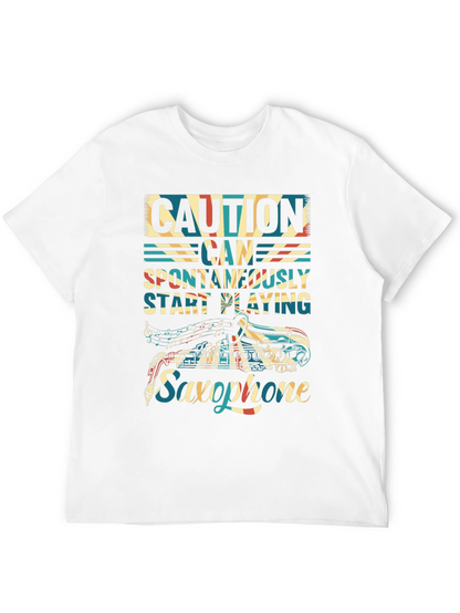 Caution Saxophone T-Shirt - Musician Gift