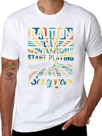Caution Saxophone T-Shirt - Musician Gift