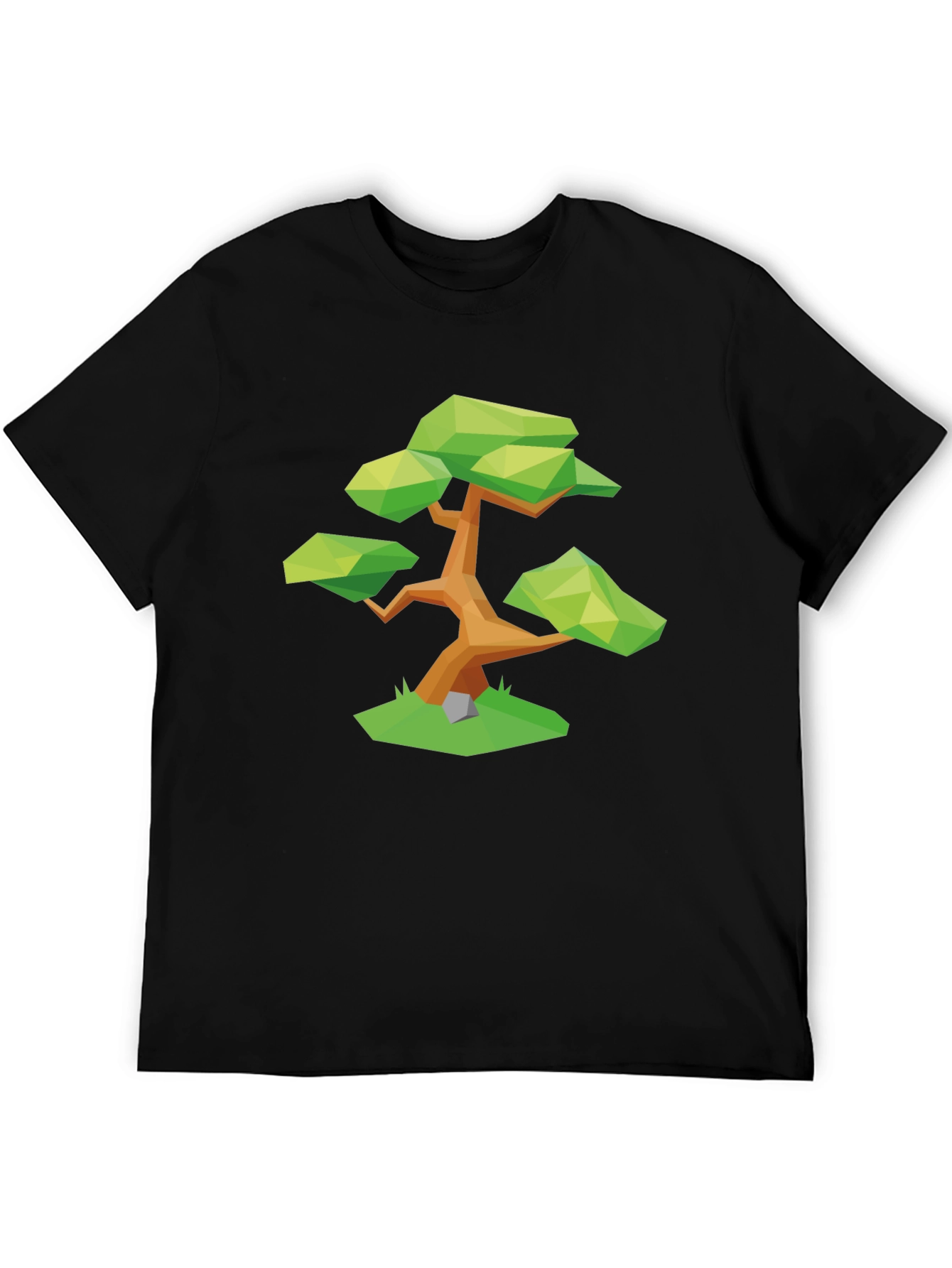 Geometric Bonsai Tree Graphic Tee - Stylish Black T-Shirt