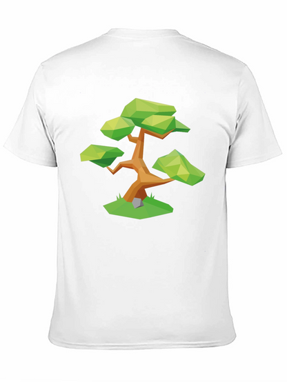 Geometric Bonsai Tree Graphic Tee - Stylish Black T-Shirt