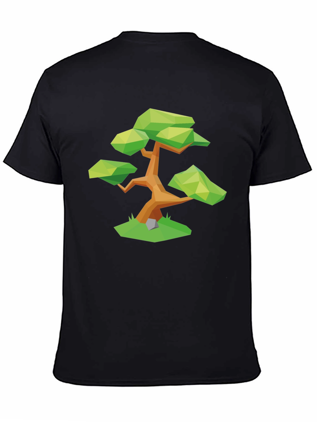 Geometric Bonsai Tree Graphic Tee - Stylish Black T-Shirt