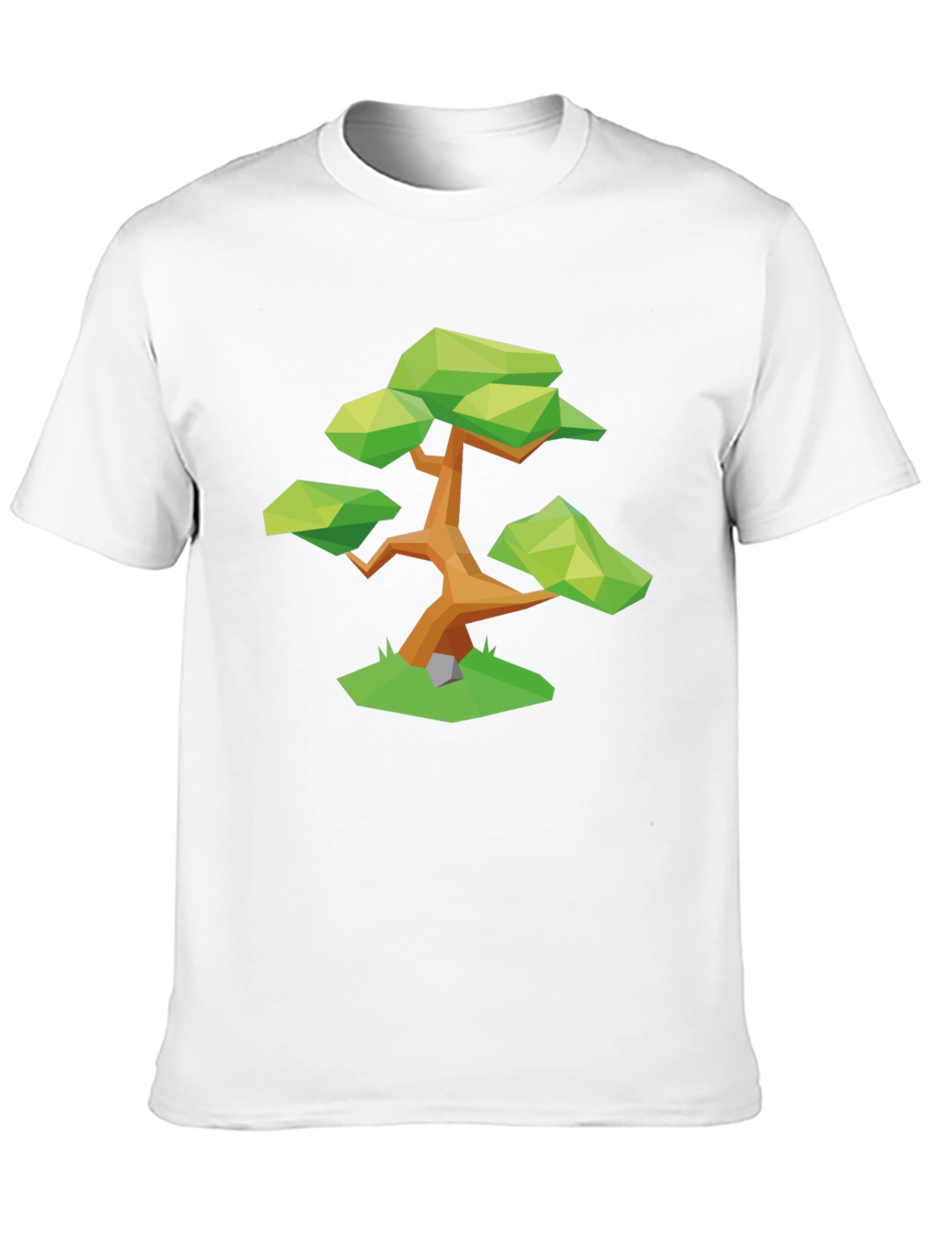 Geometric Bonsai Tree Graphic Tee - Stylish Black T-Shirt