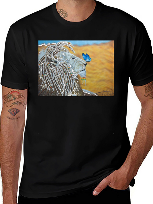 Lion and Butterfly Graphic T-Shirt