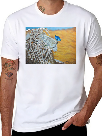 Lion and Butterfly Graphic T-Shirt