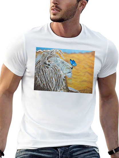 Lion and Butterfly Graphic T-Shirt