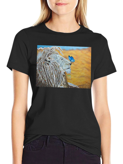 Lion and Butterfly Graphic T-Shirt