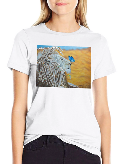 Lion and Butterfly Graphic T-Shirt