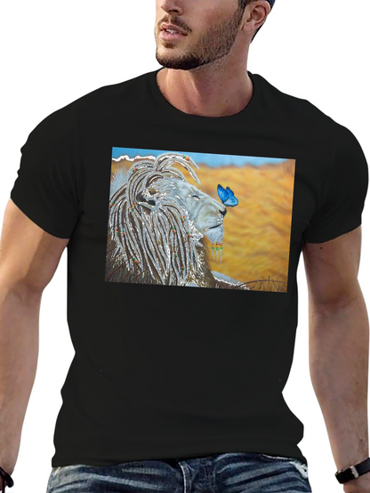 Lion and Butterfly Graphic T-Shirt