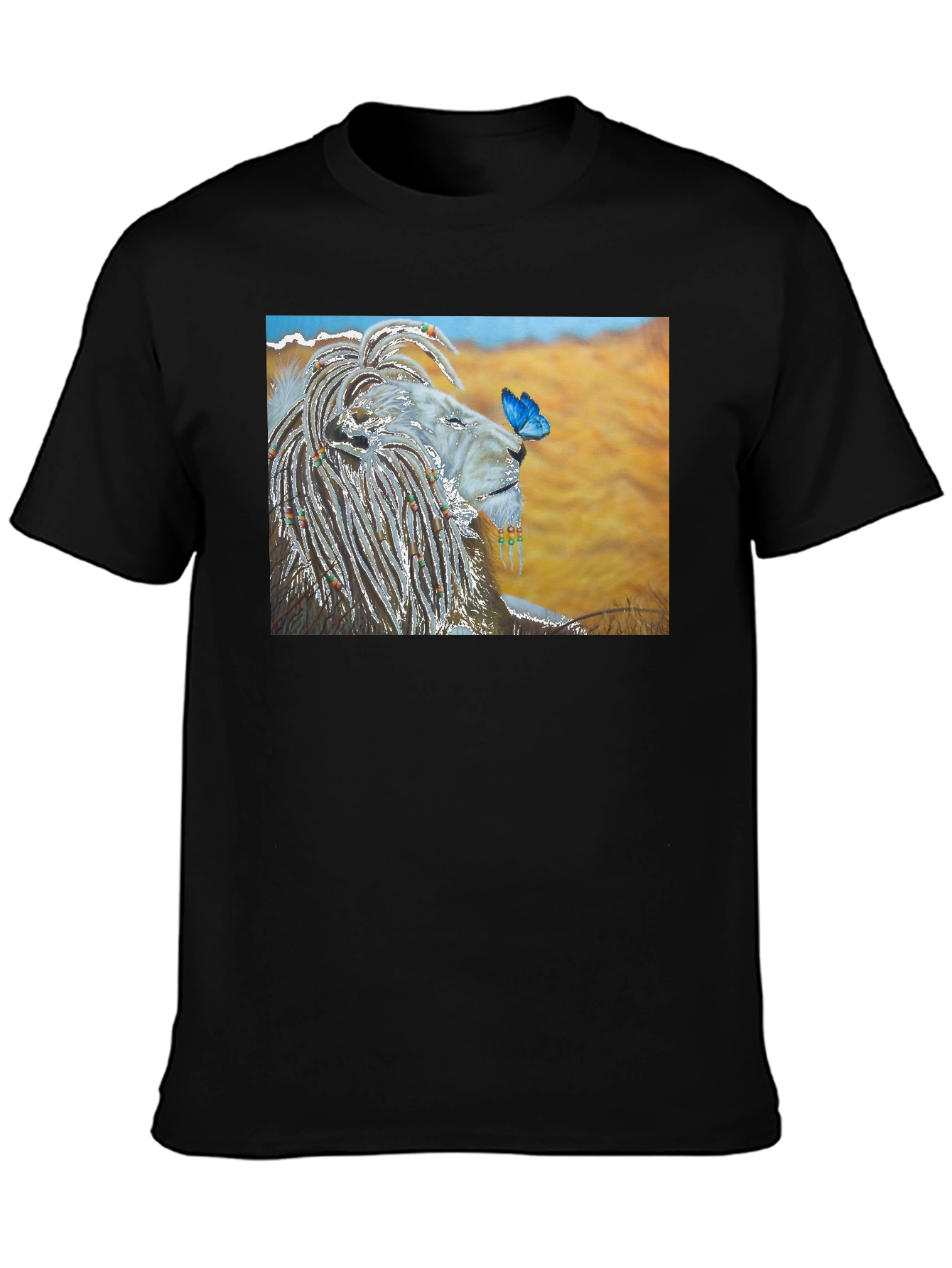 Lion and Butterfly Graphic T-Shirt