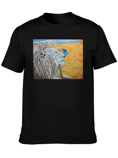Lion and Butterfly Graphic T-Shirt