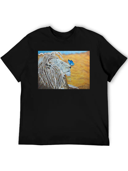 Lion and Butterfly Graphic T-Shirt