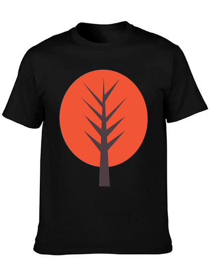 Modern Tree Graphic Tee - Casual Black T-Shirt