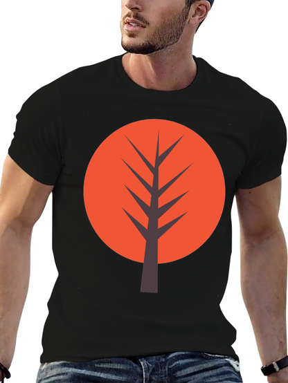 Modern Tree Graphic Tee - Casual Black T-Shirt