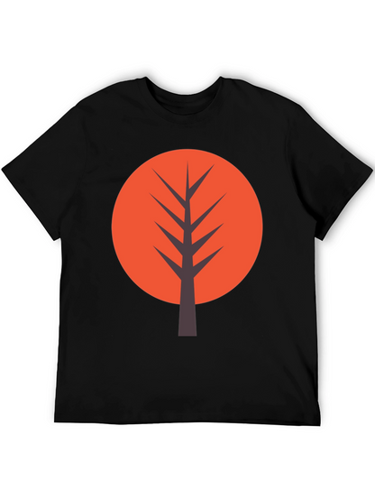 Modern Tree Graphic Tee - Casual Black T-Shirt