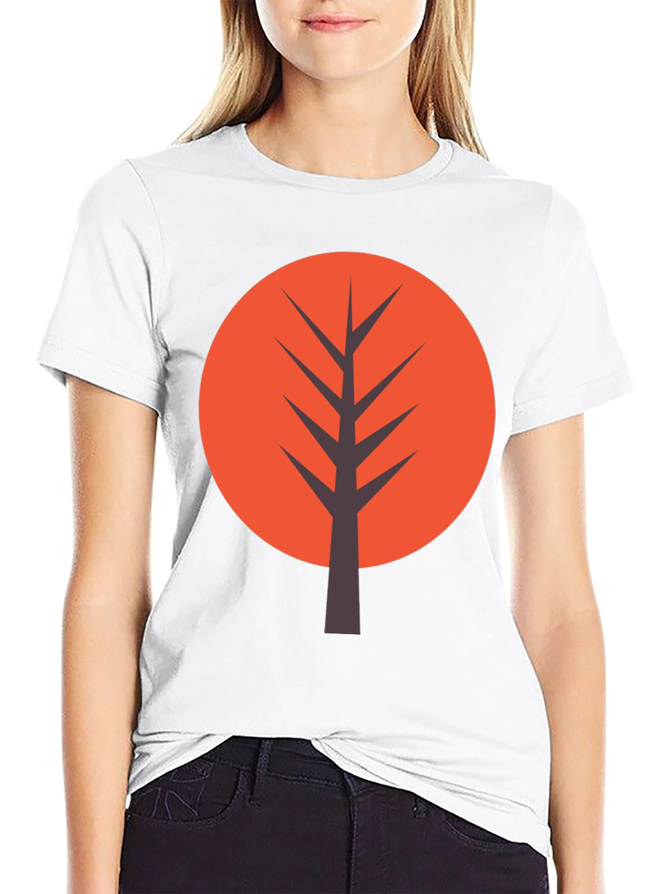 Modern Tree Graphic Tee - Casual Black T-Shirt