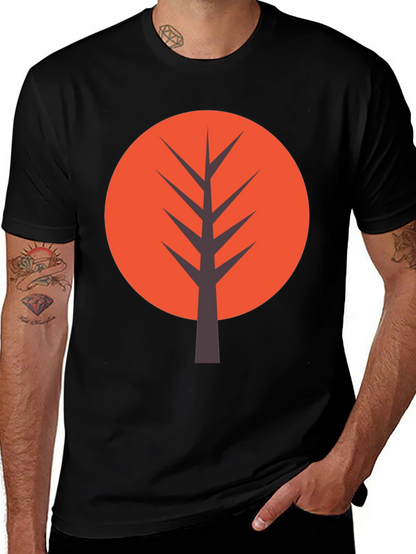 Modern Tree Graphic Tee - Casual Black T-Shirt