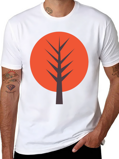 Modern Tree Graphic Tee - Casual Black T-Shirt