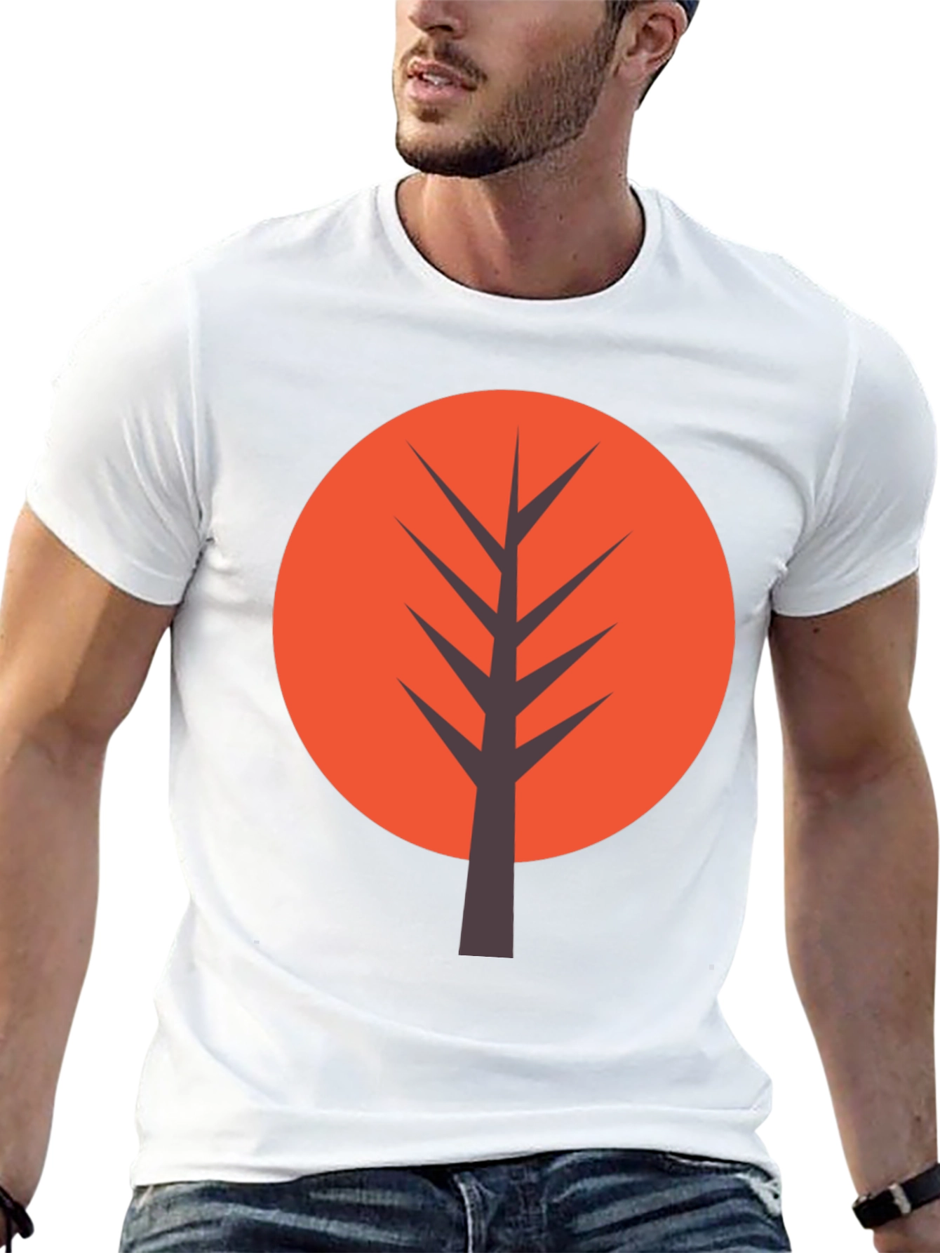 Modern Tree Graphic Tee - Casual Black T-Shirt