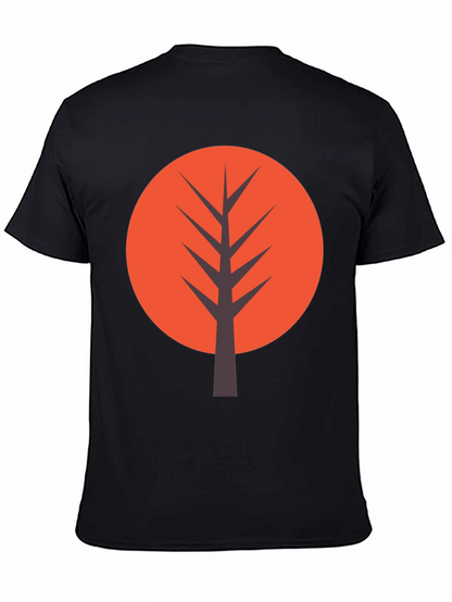 Modern Tree Graphic Tee - Casual Black T-Shirt