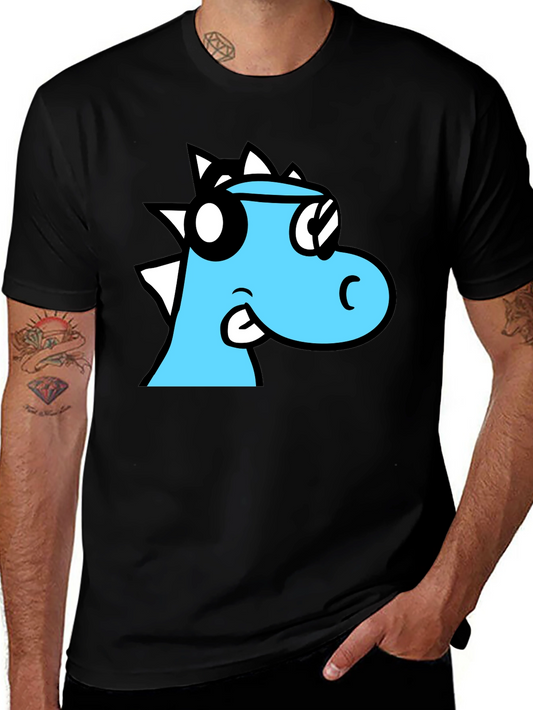 Cool Cartoon Dino Black T-Shirt
