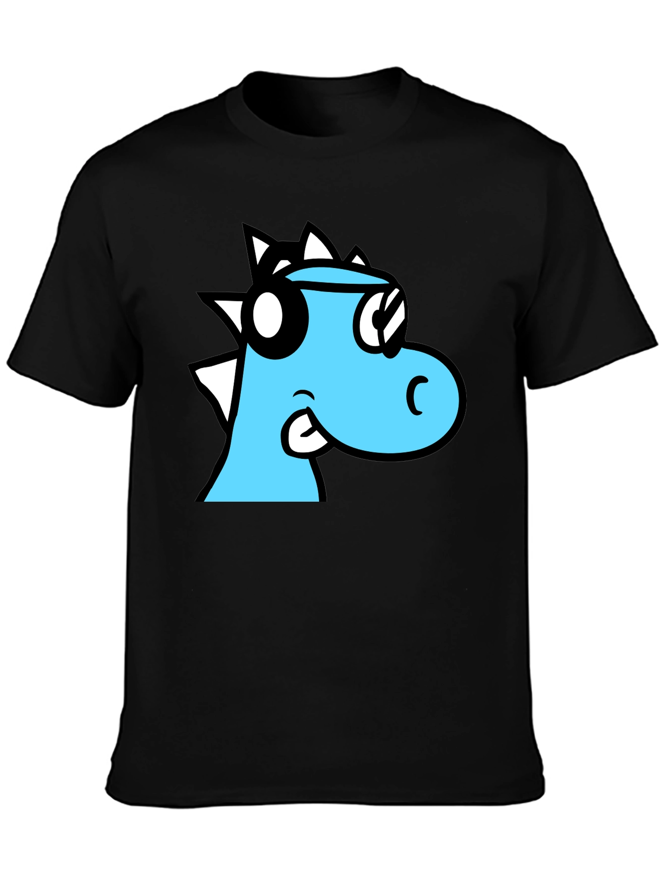 Cool Cartoon Dino Black T-Shirt