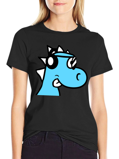 Cool Cartoon Dino Black T-Shirt