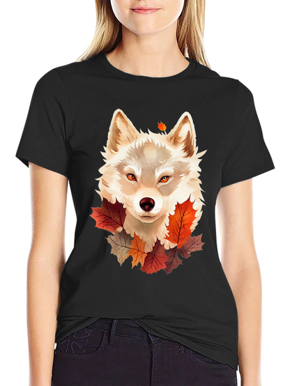 Autumn Wolf Graphic Tee - Stylish Fall Design