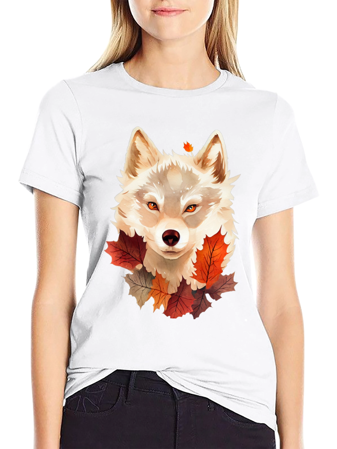 Autumn Wolf Graphic Tee - Stylish Fall Design