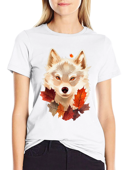 Autumn Wolf Graphic Tee - Stylish Fall Design