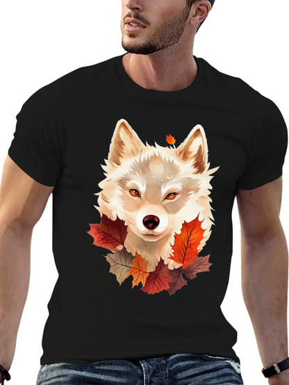 Autumn Wolf Graphic Tee - Stylish Fall Design
