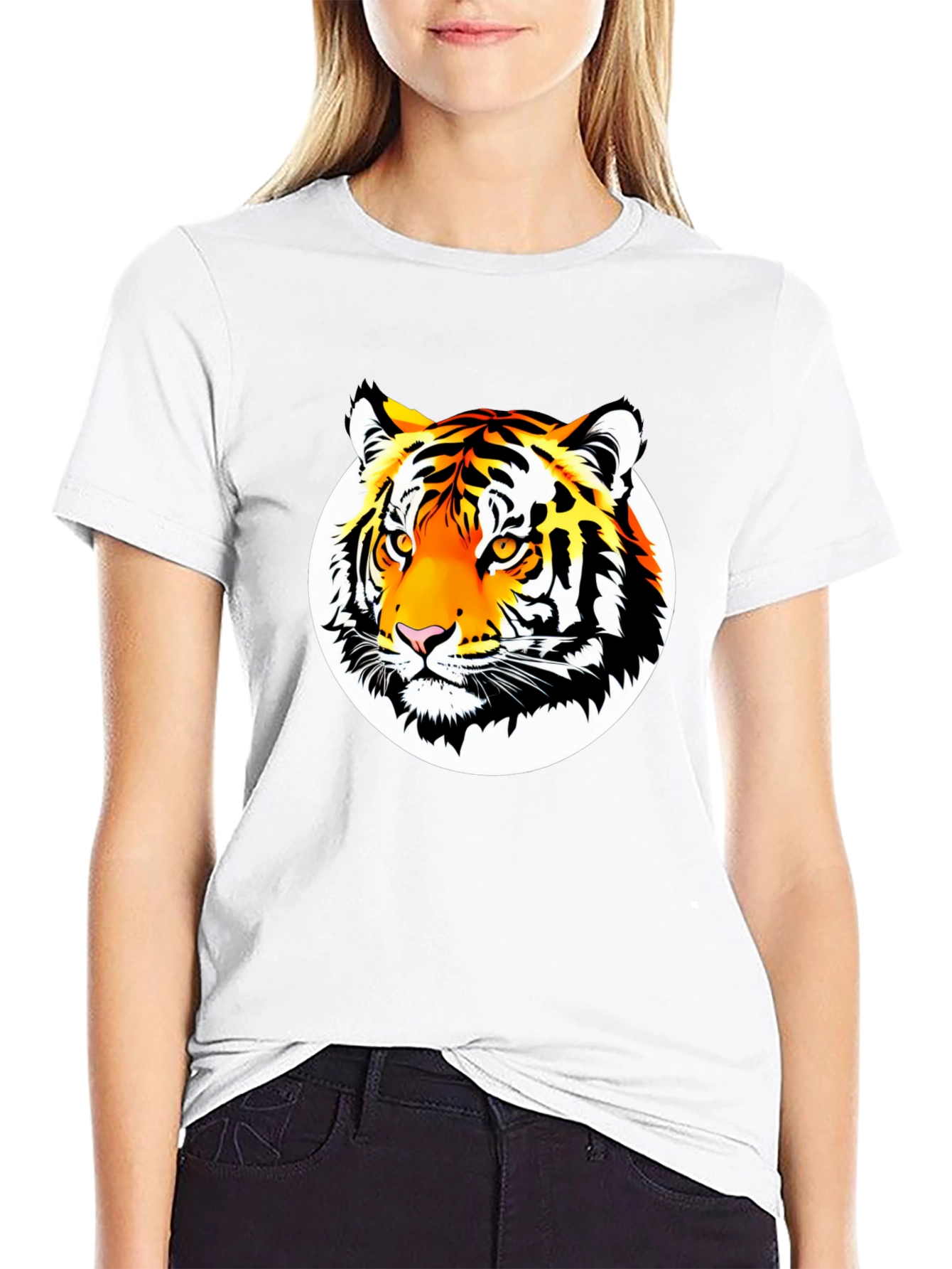 Bold Tiger Graphic Tee - Premium Black Cotton