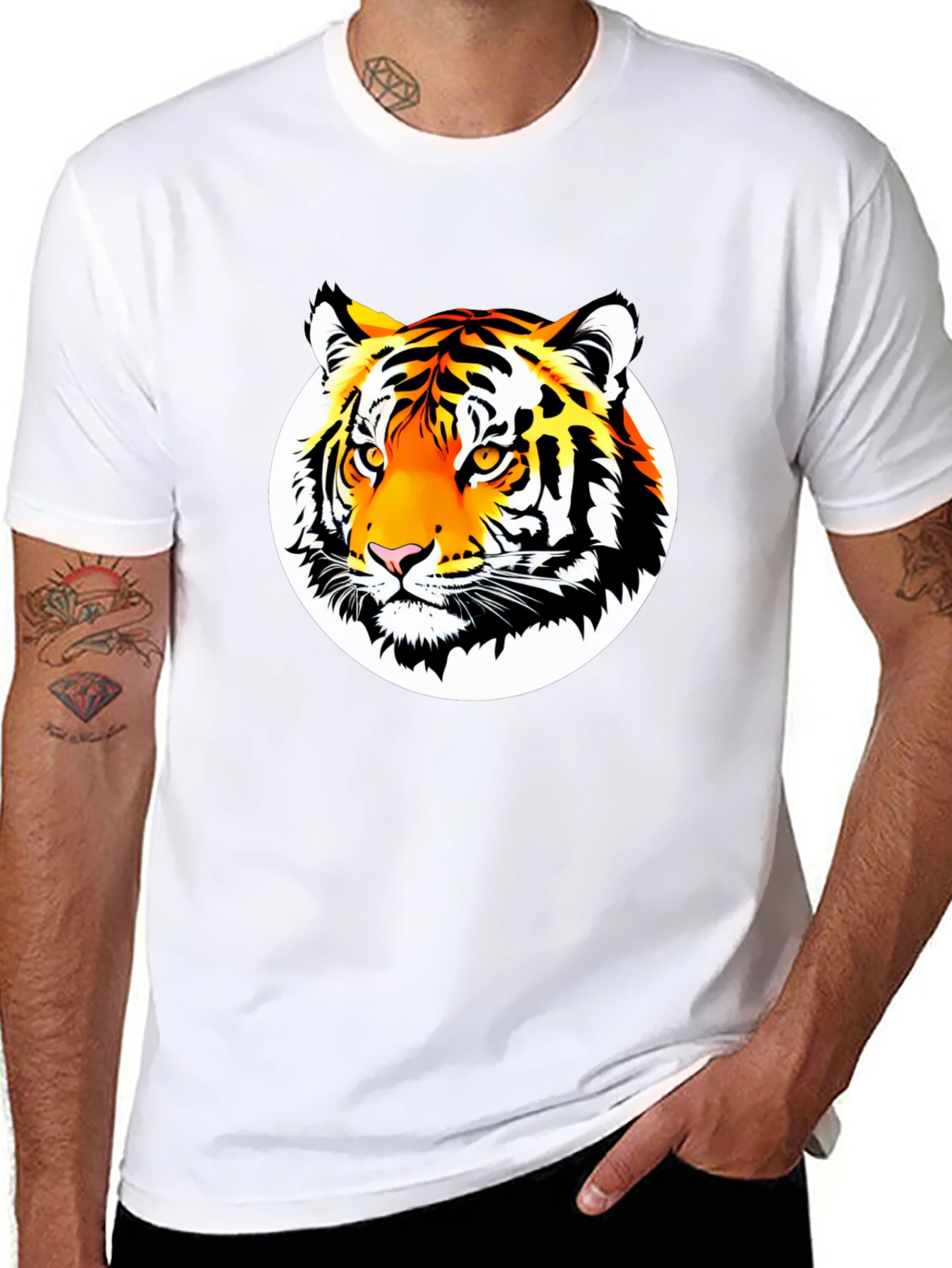 Bold Tiger Graphic Tee - Premium Black Cotton