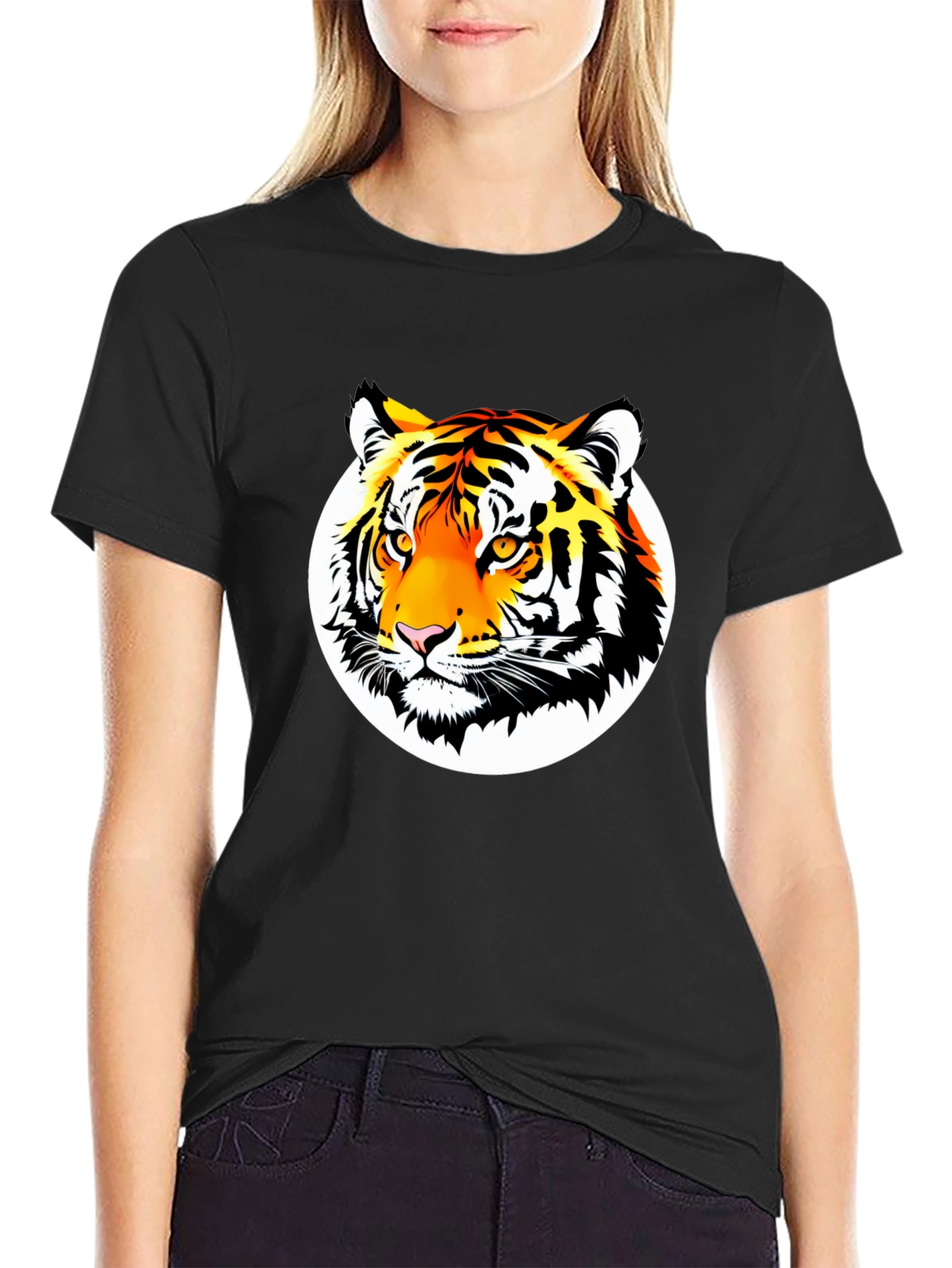 Bold Tiger Graphic Tee - Premium Black Cotton