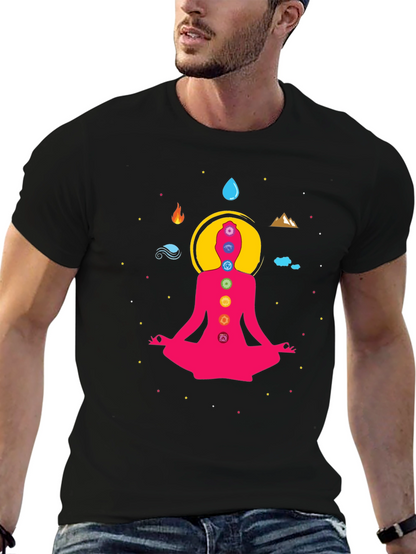 Chakra Meditation Graphic Tee - Black
