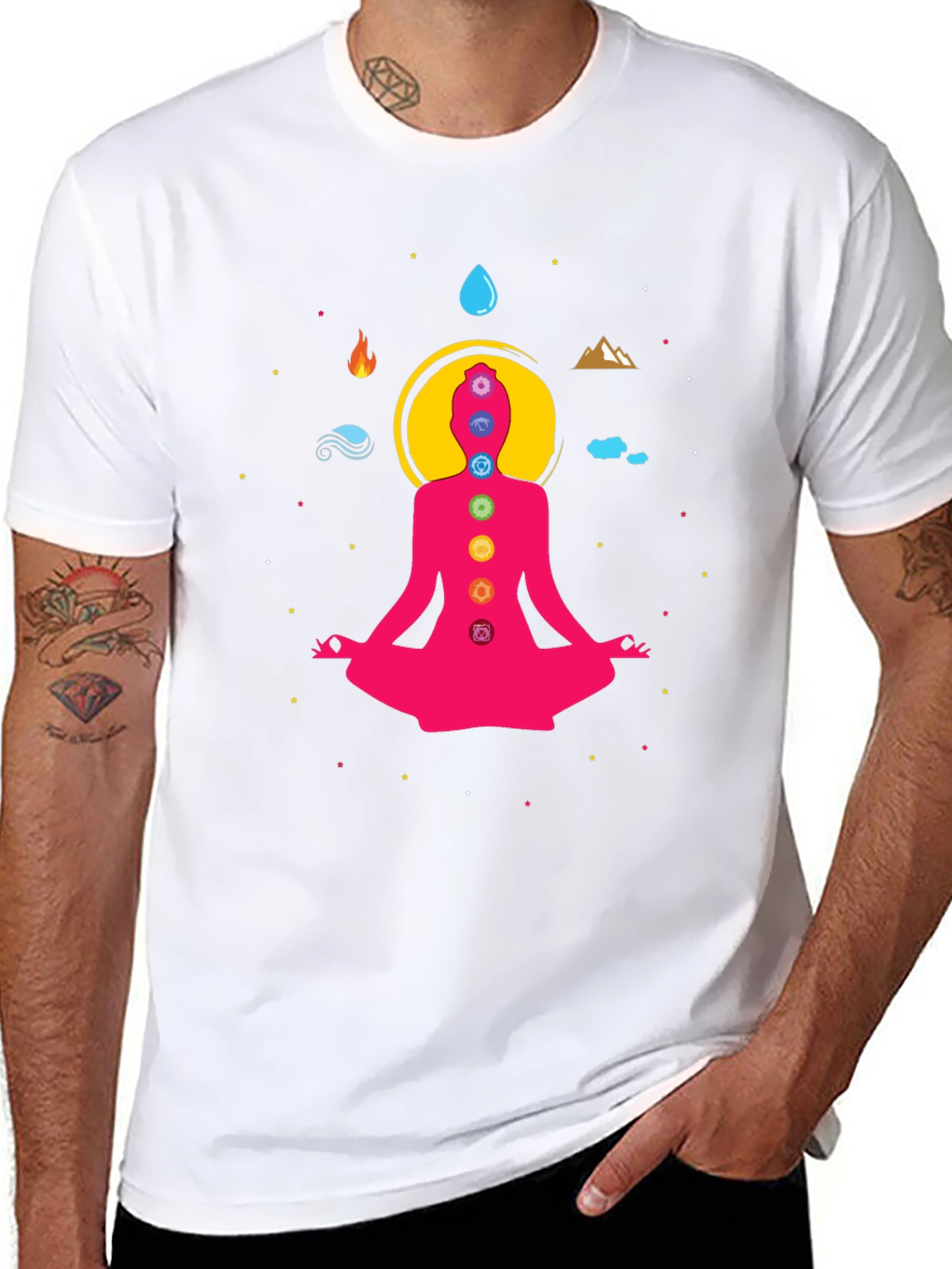 Chakra Meditation Graphic Tee - Black