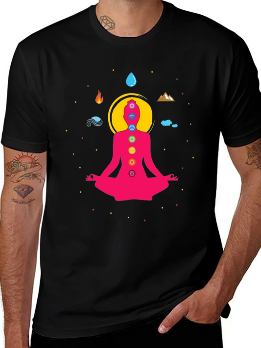Chakra Meditation Graphic Tee - Black