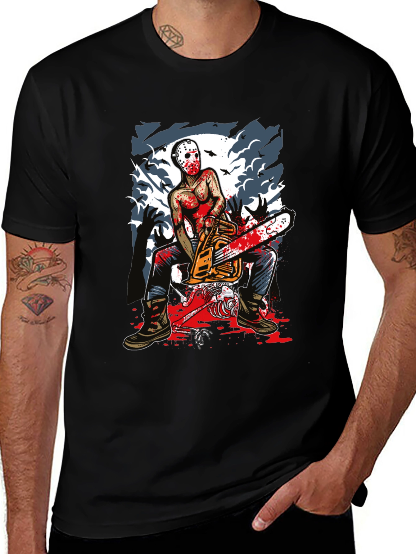 Horror Chainsaw Killer Graphic Tee