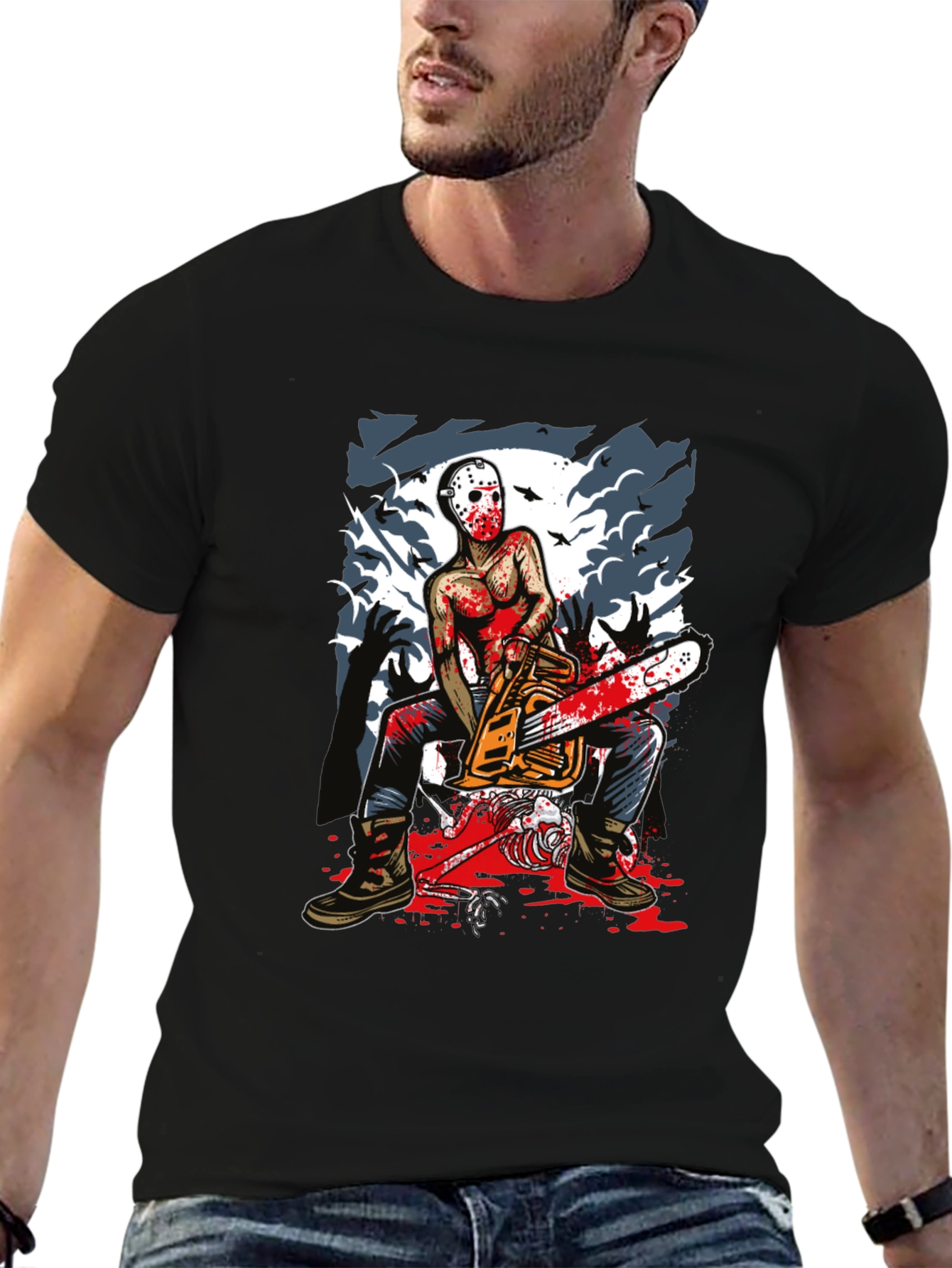 Horror Chainsaw Killer Graphic Tee