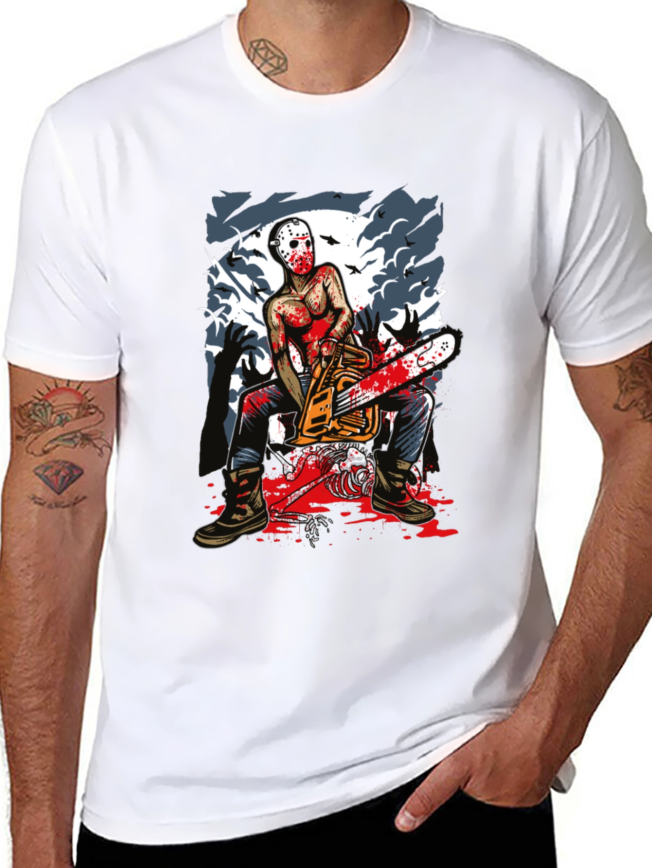 Horror Chainsaw Killer Graphic Tee
