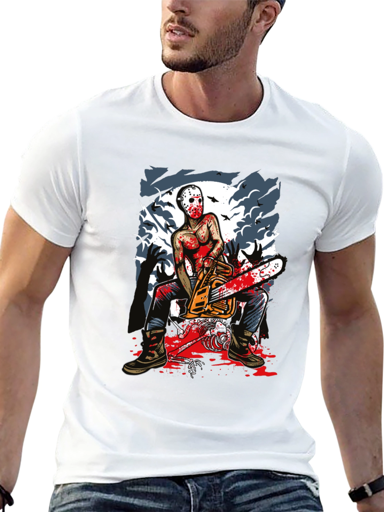 Horror Chainsaw Killer Graphic Tee