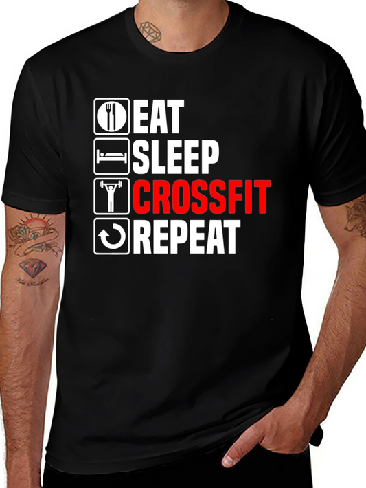 Eat Sleep Crossfit Repeat Graphic Tee