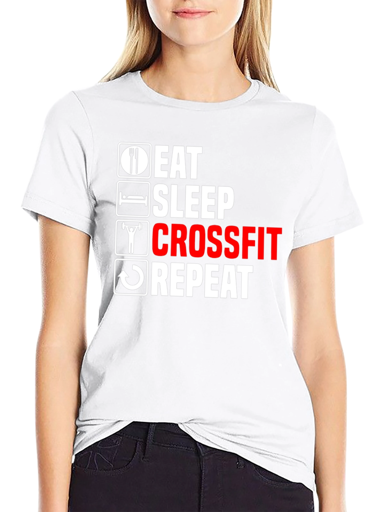 Eat Sleep Crossfit Repeat Graphic Tee