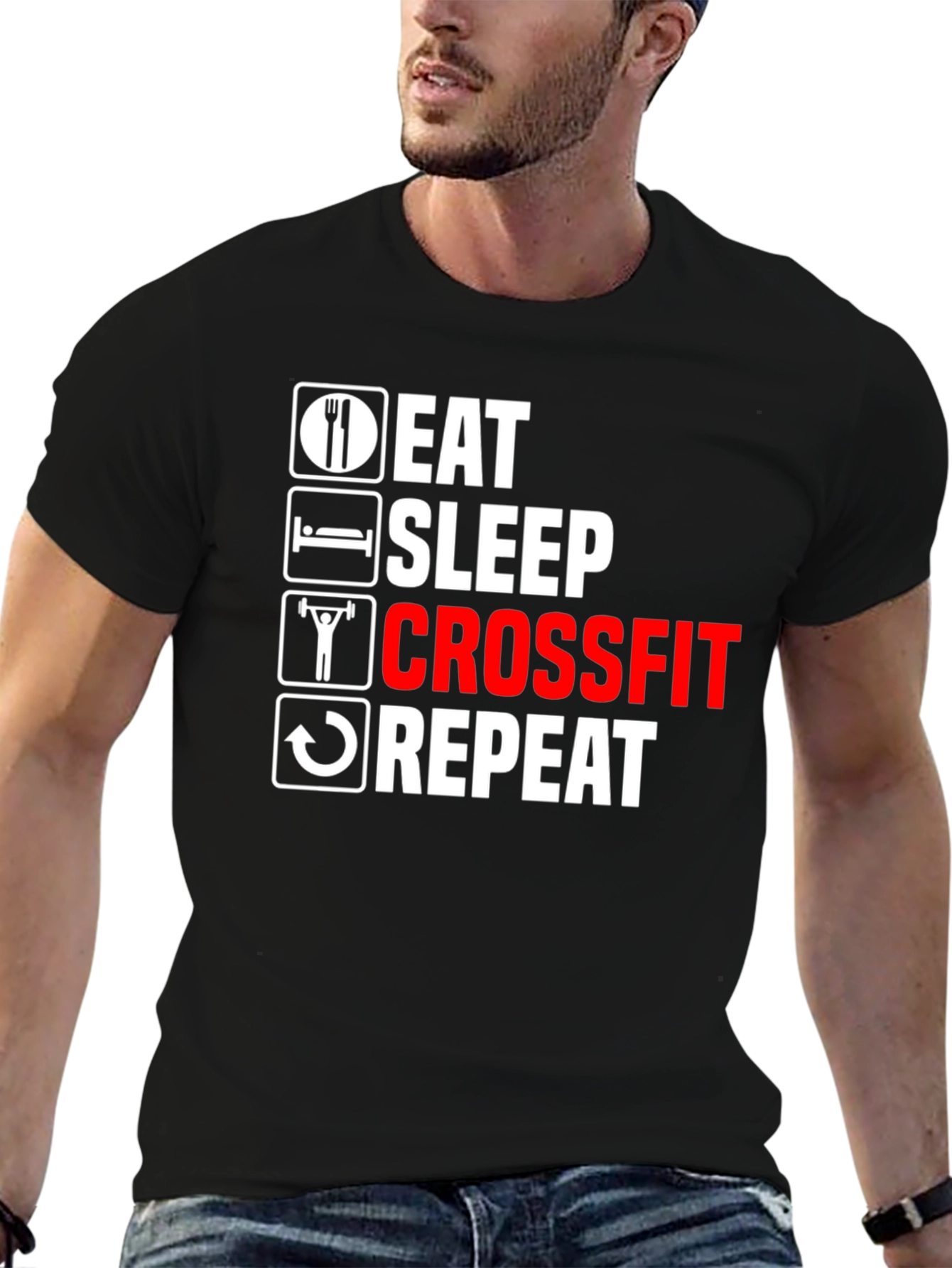 Eat Sleep Crossfit Repeat Graphic Tee
