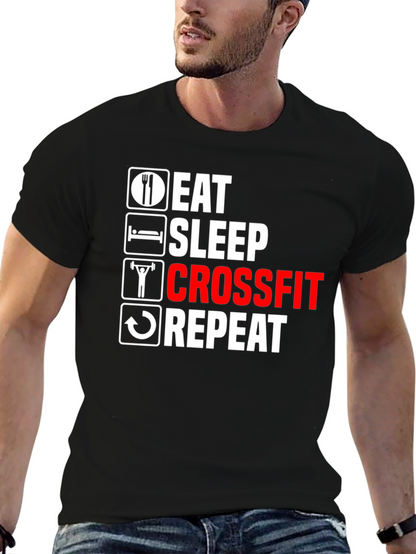 Eat Sleep Crossfit Repeat Graphic Tee