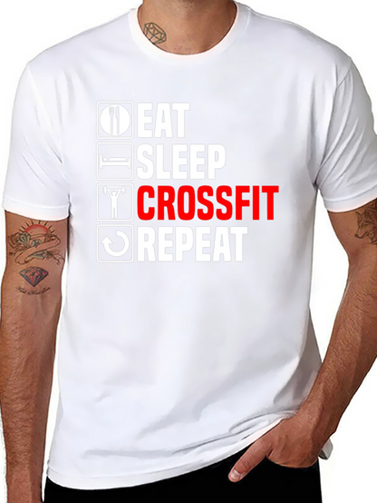 Eat Sleep Crossfit Repeat Graphic Tee