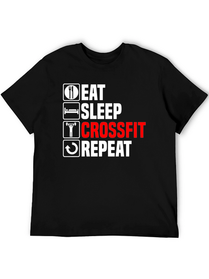 Eat Sleep Crossfit Repeat Graphic Tee